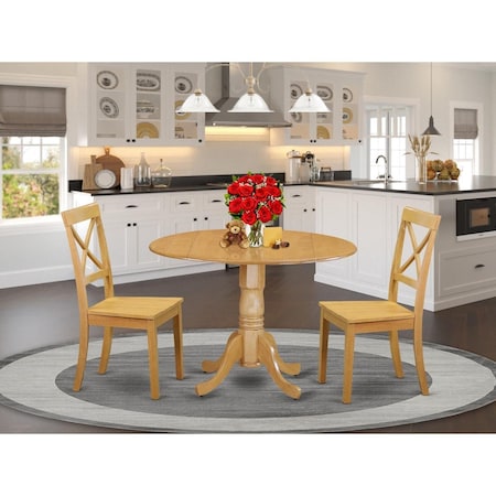 East West Furniture 3 Piece Dublin Kitchen Table Set - Oak DLBO3-OAK-W